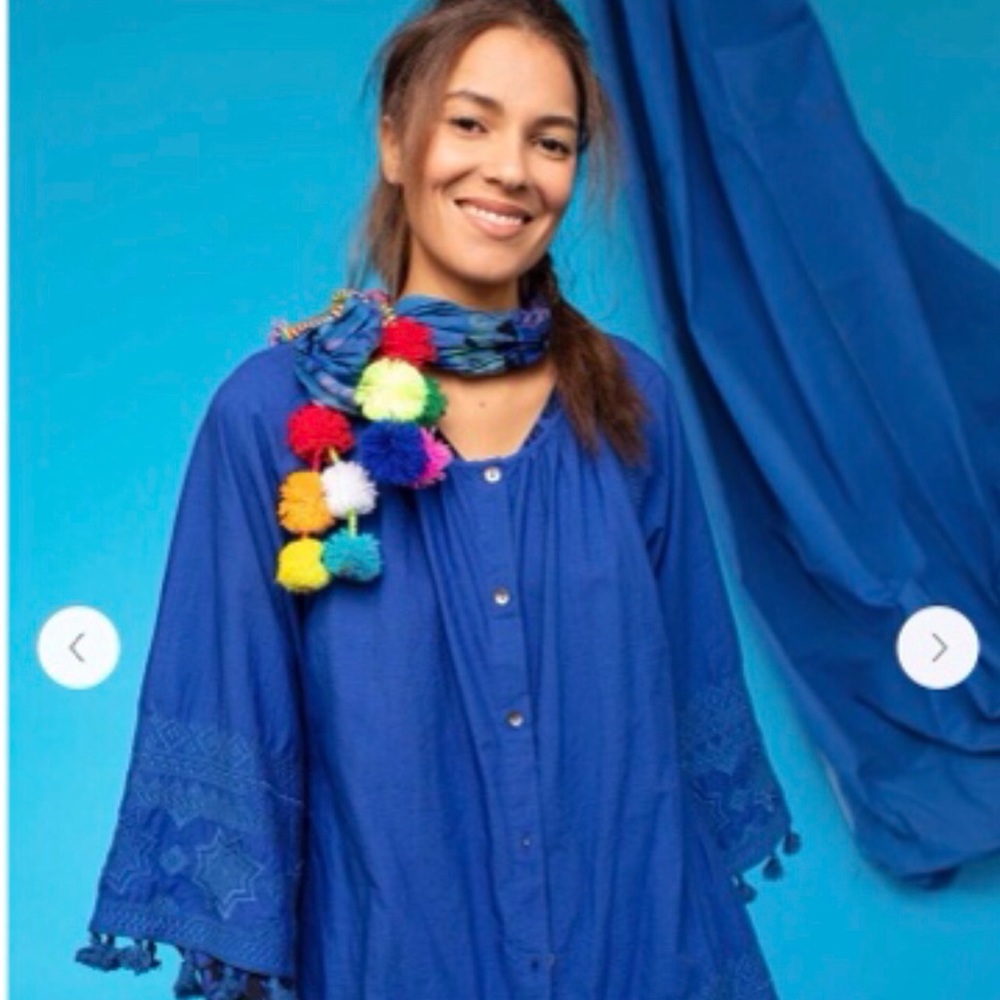 Gudrun Sjoden Swedish design Bright blue shirt/tunic NWT cotton